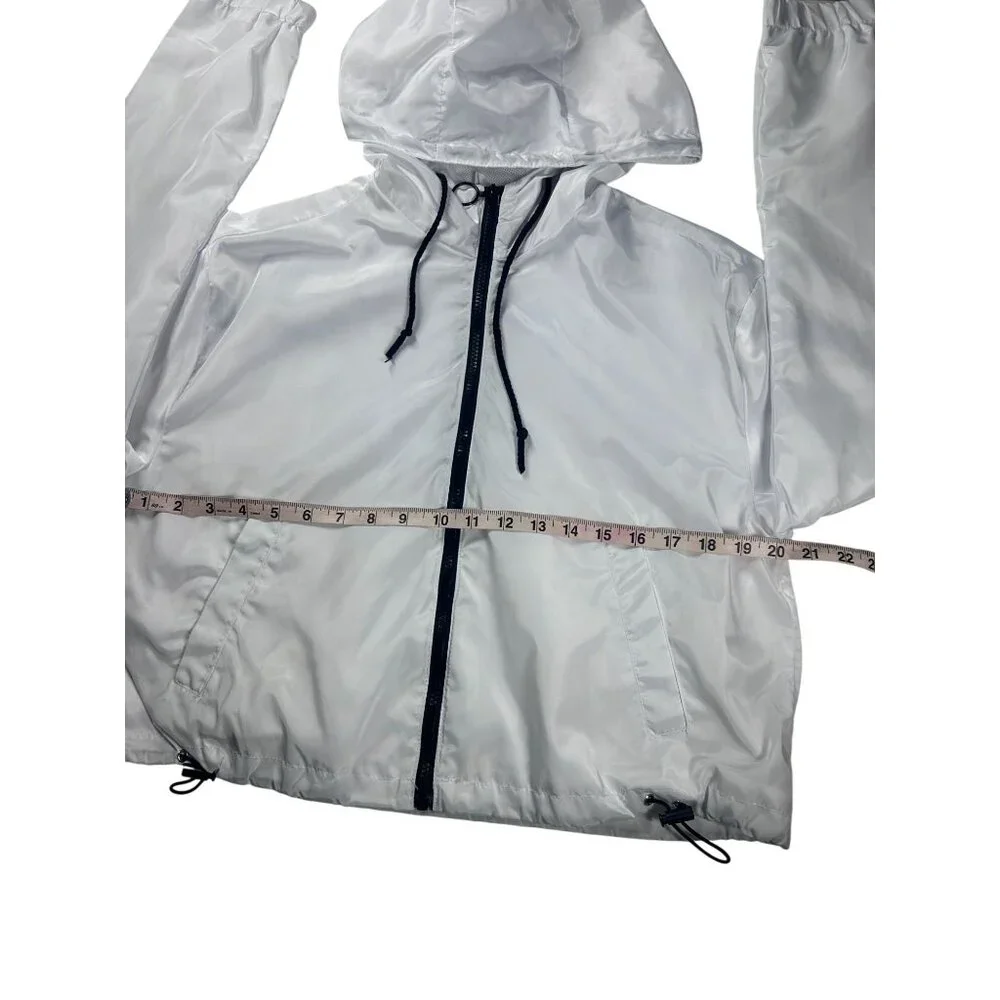 New Look White Hooded‎ Windbreaker Jacket Girls Size Large Preowned